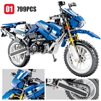 799PCS Mesto, Moto Dirke Motocikla Model gradniki Tehnične motornega kolesa Vozil Opeke Izobraževalne Igrače Za Fante