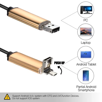 7mm 1m 5m 10m Prožni Kabel USB-Endoskop Nepremočljiva pregled Kača Tube Video Kamera Mini Endoskop Za Pametni telefon/PC 11725