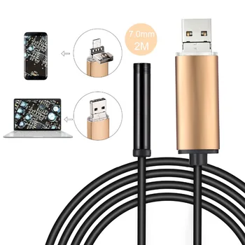 7mm 1m 5m 10m Prožni Kabel USB-Endoskop Nepremočljiva pregled Kača Tube Video Kamera Mini Endoskop Za Pametni telefon/PC