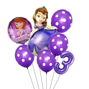 7pcs/veliko Disney Princesa sneguljčica Sofija Folija Baloni za Rojstni dan Okraski Stranka Otroci Polka Pike Latex Balon Število Globos 1620