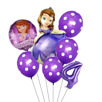 7pcs/veliko Disney Princesa sneguljčica Sofija Folija Baloni za Rojstni dan Okraski Stranka Otroci Polka Pike Latex Balon Število Globos