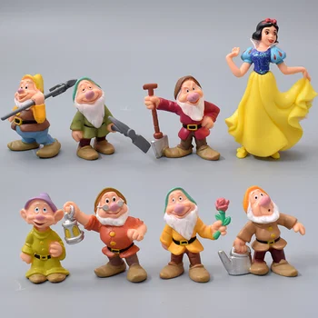 8 KOS/Veliko Disney sneguljčica Princesa In Sedem Palčkov Akcijska Figura, PVC Lutke Zbiranja Igrač Za Otroke