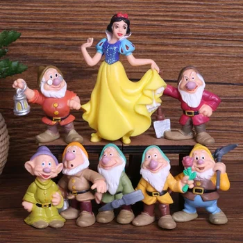 8 KOS/Veliko Disney sneguljčica Princesa In Sedem Palčkov Akcijska Figura, PVC Lutke Zbiranja Igrač Za Otroke