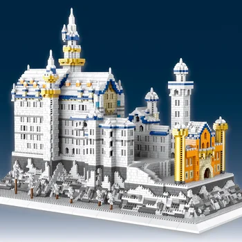 8288pcs Mesto Princesa Serije Sneg Swan Grad gradniki Mini Diamond arhitekture DIY Opeke izobraževalne igrače za Otroke 15465