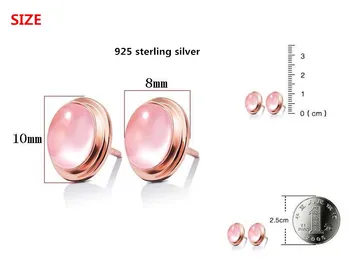 925 sterling silver fashion krog naravnih pink opal gem kamen ženske stud uhani nakit Anti alergijo padec ladijskega prometa