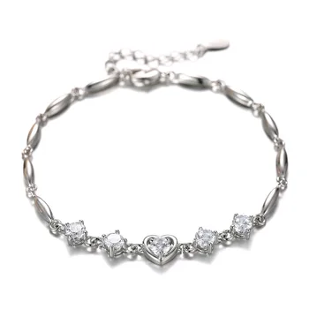 925 sterling silver fashion romantična ljubezen srce sijoče kristalno zapestnice za ženske, nakit, darilo za rojstni dan wholeslae 3922