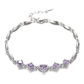 925 sterling silver fashion romantična ljubezen srce sijoče kristalno zapestnice za ženske, nakit, darilo za rojstni dan wholeslae