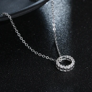 925 sterling silver fashion sijoče cirkon krog krog dame obesek ogrlice kratko povezavo verige nakit poročno darilo