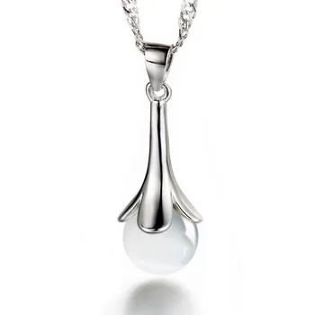 925 Sterling Silver Nova Moda Opal Gem Frower Design Obesek Ogrlice za Ženske Vode-Val Verige Nakit Darilo Debelo