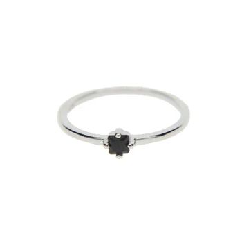 925 Sterling Srebro Simple square black cz občutljivo minimalističen luštna punca ženske preprosto en kamen obroč