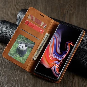 A6 A7 A8 2018 telefon, denarnico primeru Imetnik Magnet Stojalo Zalivu za Samsung Galaxy S10 S8 S9 Plus S10e Note9 Luksuznega Usnja Flip case