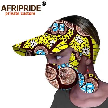 Afriške Ankara Tiskanja Sonce Klobuki za Ženske Ročno topee+ujemajočimi uhani +obraz A2028003