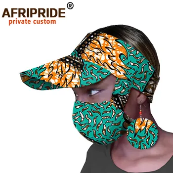 Afriške Ankara Tiskanja Sonce Klobuki za Ženske Ročno topee+ujemajočimi uhani +obraz A2028003