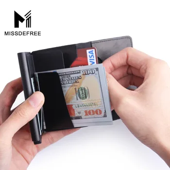 Aluminij Slim Denarnice PU Usnje Imetnik RFID Blokiranje Mini Metal Denarnice Samodejno Pop up ID Kreditne Kartice Kovanec Torbici Padec Ladijskega prometa