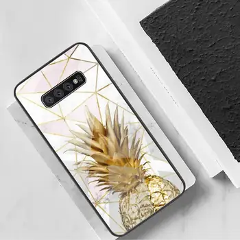 Amp rumeno zlato bleščice črn Telefon Primeru Trup Kaljeno Steklo Za Samsung S20 Plus S7 S8 S9 S10 Plus Opomba 8 9 10 Plus