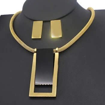 AMUMIU Luksuzni kača verige nakit kompleti za ženske obesek ogrlica in uhani set za ženske, za moške zlato barvo JS226