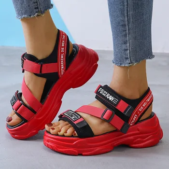 Aphixta 5 cm platforma za ženske sandale poletne čevlje, sponke Strani priložnostne sandali ženske športni copati poletje sandalia mujer