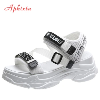 Aphixta 5 cm platforma za ženske sandale poletne čevlje, sponke Strani priložnostne sandali ženske športni copati poletje sandalia mujer