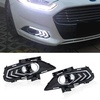 Avto Led DRL Dnevnih Luči Za Ford Mondeo Fusion 2013 2016 avto styling Nepremočljiva Z Meglo Lučka Luknja