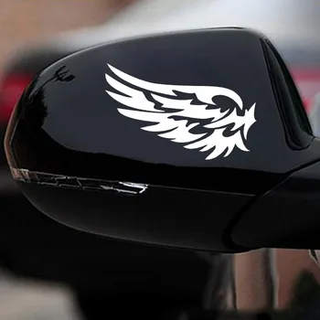 Avto Nalepka 2X Angel Krila Lep Reflektivni Moda Rearview Mirror Motorna kolesa Zunanjost Dodatki, Vinilne Nalepke,14 cm*7 cm