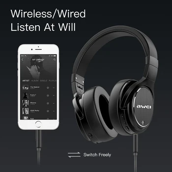 Awei A950BL Aktivno odstranjevanje Šumov, Slušalke Bluetooth V4.1 ANC Brezžični Globoko Bass Glasbe, Gaming Slušalke za Xiaomi Huawei