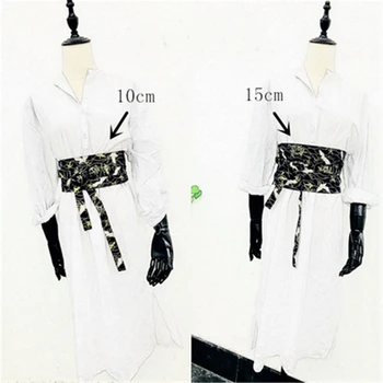 Azijske Japonski Kimono Moda Tassel Obi Obleko za Ženske Žerjav Pasu Tradicionalni Etnični Črno V Vratu Obleka Komplet Yukata Ulične
