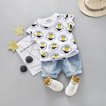 Baby Boy Oblačila Sklop Lepe Poletne T-Shirt Risanka Otrok Fantje Outwear Hlače, Obleka za Otroke Obleko Denim Obleko 1 2 3 4 Letih