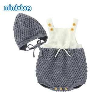 Baby Dekle Bodysuits Eno-Kos Novorojenega Dojenčka Bebes Telo Obleke + Caps Malčka Otroci Jumpsuits Obleke Jesen Zima Otrok Obrabe