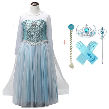 Baby Dekle Elsa Oblačenja za Dekleta, Obleka Cosplay Elsa Kostum za noč Čarovnic, Božič Stranka Princesa Teens Fancy Risanka Vestidos
