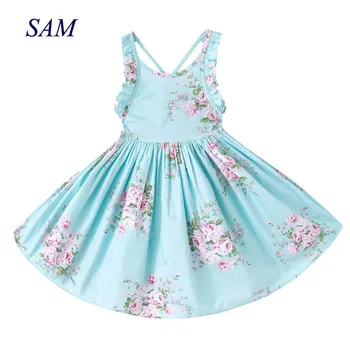Baby dekleta oblačenja poletje malčka otroci cvjetnim tiskanja backless stranka princesa obleke, otroci, oblačila, bombaž dekle kostum