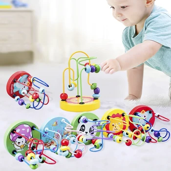 Baby Toddler Montessori Matematiko Igrače, Živali Krogih Noge Žice Labirint Roller Coaster Začetku Izobraževalne Lesene Igrače Za Otroke, Otroci