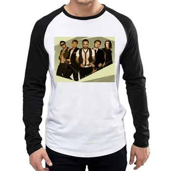 Backstreet Boys T-Majica z Dolgimi Rokavi Moški Backstreet Boys Logo Majica s kratkimi rokavi Vrhovi Tees tshirt Bele Barve Poln Rokav Trak T-shirt