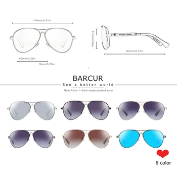 BARCUR Memery Pilotni Polarizirana sončna Očala Moških sončna očala za Ženske Očala UV400 Ogledalo Oculos de sol