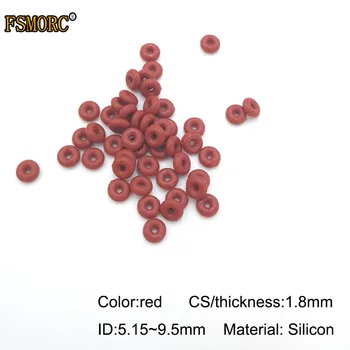 Bela in rdeča silicij o-obroči 1,8 mm Debeline ID 5.15 5.3 5.6 6 6.3 6.7 6.9 7.1 7.3 7.6 8 8.5 8.75 9 9.25 9.5 mm Hrana Razred Tesnila