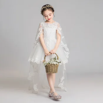 Bele Čipke Roža Punca Obleke Dolgo Zaostajajo Stranka Pageant Občestva, Obleke za Poroko Malo Dekleta Princesa Obleko Večer