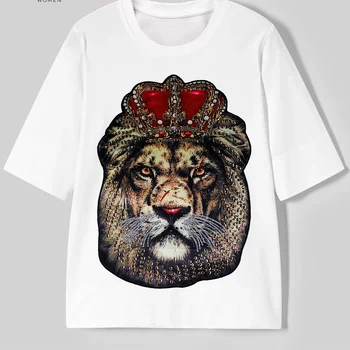 Big Levji Kralj Glavo Beaded Tiger Bull dog Obliži Bleščica Motivi Velike Tkanine Živali Obliž Sew na Veliki T-shirt Jakna in Pulover