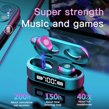 Bluetooth Slušalke TWS 5.0 Brezžične Slušalke 1000mAh Stereo Slušalke nepremočljiva Čepi za Pametne telefone Android in iOS