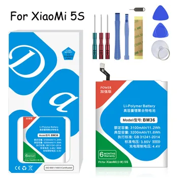 BM36 Litij-Polimer Baterija Za Xiaomi Mi 5S Mi5S 3200mAh Mobilni Telefon Zamenjava Baterije + Brezplačna Orodja 2620