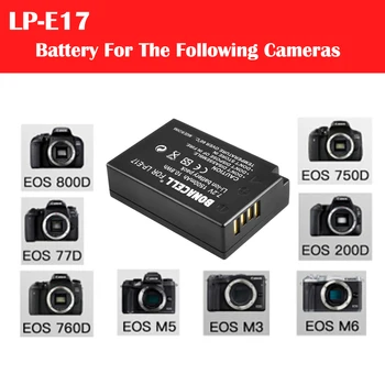 Bonacell LPE17 LP E17 LP-E17 Baterija+LCD USB Dvojni Polnilnik za Canon EOS 200D M3, M6 750D 760D T6i T6s 800D 8000D Poljub X8i Fotoaparati