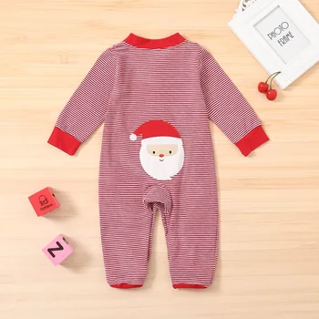 Božič Slog Lovely Baby Dolg Rokav Risanka Igralne Obleke Santa Claus Progasti Vzorec Enem Kosu Dolge Hlače Za Fantka In Deklice 20420