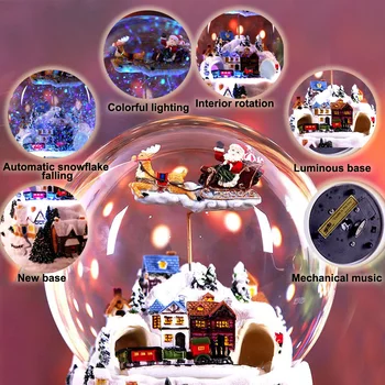 Božič Sneg Hiša Letečih Jelenov Kristalno Kroglo Music Box Vlak Vrtljiv Svetlobna Sneg Žogo Music Box Božično Darilo Za Rojstni Dan