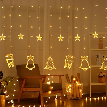 Božični Dekor Elk Bell Niz Svetlobe LED Za Dom za Obešanje Zaves Garland Božično Drevo Ornament Navidad Božič Darilo Novo Leto