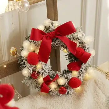 Božični Venec Umetnega Ratana Cvet Zgrinjati Venec Božič Vrata Dekoracijo Niz Lučka Sveti Adventni Venec