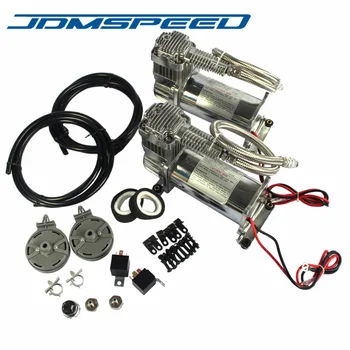 Brezplačna Dostava-JDMSPEED Zračni Kompresor Kit 440C 12 Volt Carmocar Dvojno Chrome 440C 200 PSI