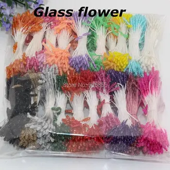 Brezplačna Dostava vroče sales1800pcs/veliko mešanih stekleni trak cvet stamen signala torto dekoracijo obrti DIY(več barv)
