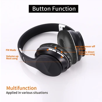 Brezžična zložljive slušalke stereo visoko kakovostni zvok head-mounted športne slušalke podpira TF kartice FM radio AUX način 25658