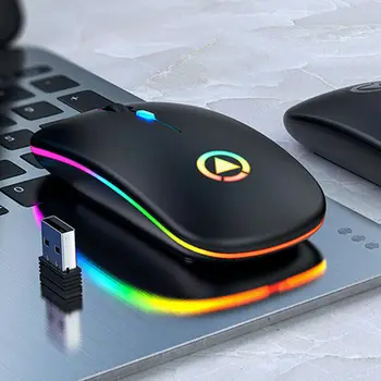 Brezžično Miško RGB Akumulatorske Brezžične Miške Računalnik Tiho LED Osvetljen Ergonomska Gaming Miška Za Prenosni RAČUNALNIK Office