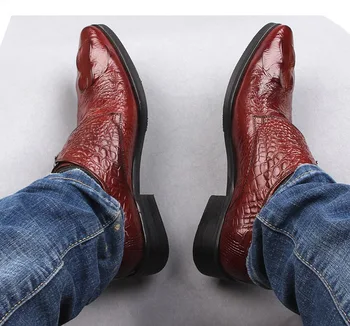 Britanski Stil za Moške Pravega Usnja Krokodil Čevlji Mens Classic Business Casual Derby Čevlji Ročno Obleko Stanovanj Čevlji Oxfords