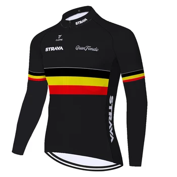 Camisa ciclismo jersey Strava Pro Team Belgija Kolo Majica Španija Dolg Rokav cikel jersey equipacion ciclismo verano hombre 2020