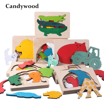 Candywood Nove Otroke, Igrače, Živali, Risanke 3D Puzzle Večplastne Sestavljanke Otroka, Lesene Igrače, Otroške Ustvarjalne Začetku Izobraževalne 1885